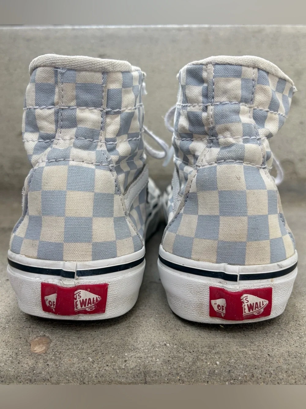 Vans Checkerboard Sk8-hi Tapered High Top Sneakers Zen Blue & True White - Picture 5 of 9